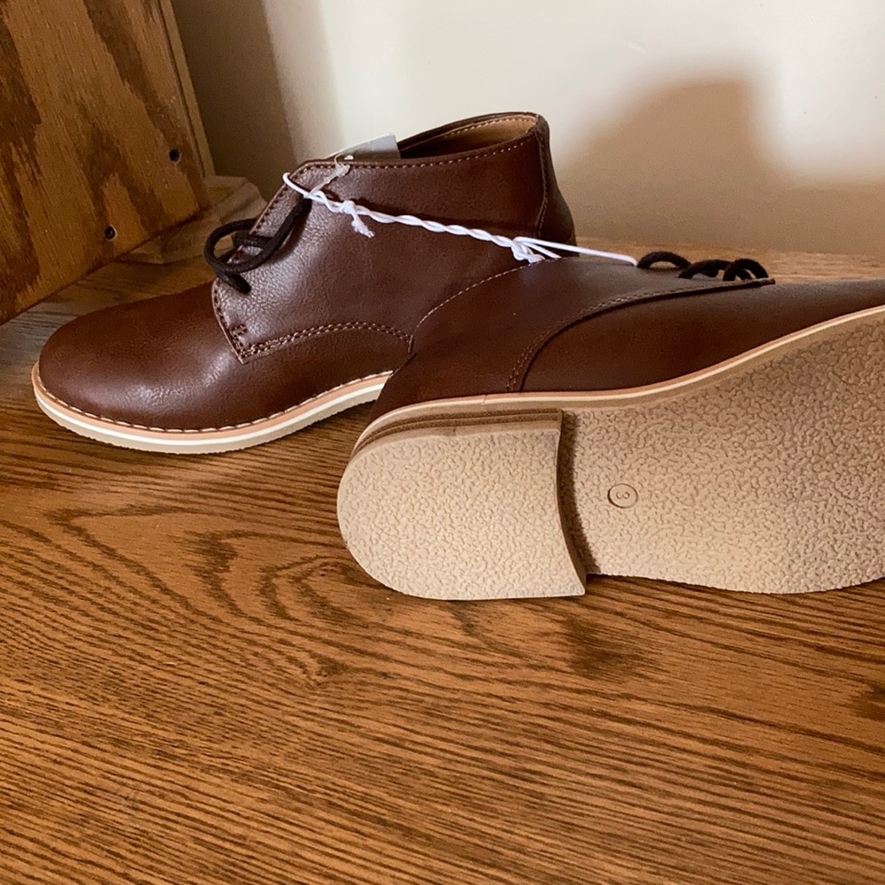 New Cat & Jack boys brown laced dress shoe size 3 - Picture 4 of 5